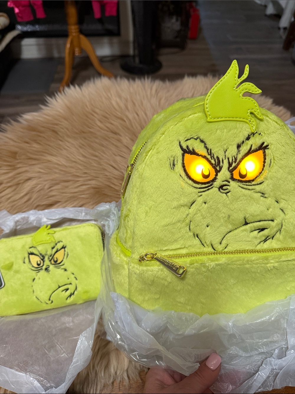 Loungefly Dr. Seuss How The Grinch Stole Christmas Light Up Backpack & Wallet